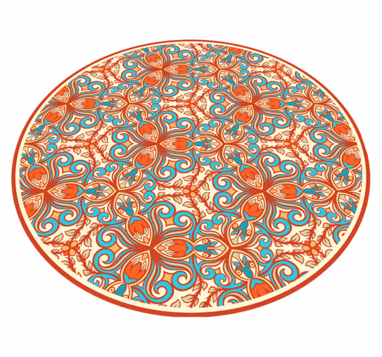 Alfombra vinílica mandala patrón circular adornado - TenVinilo