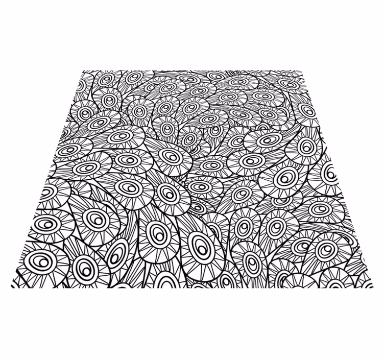 Alfombra vinílica mandala patrón de plumas de pavo real - TenVinilo