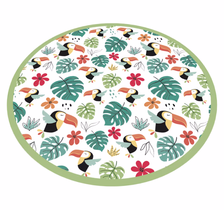 Alfombra vinílica de animales motivo de tucán tropical - TenVinilo