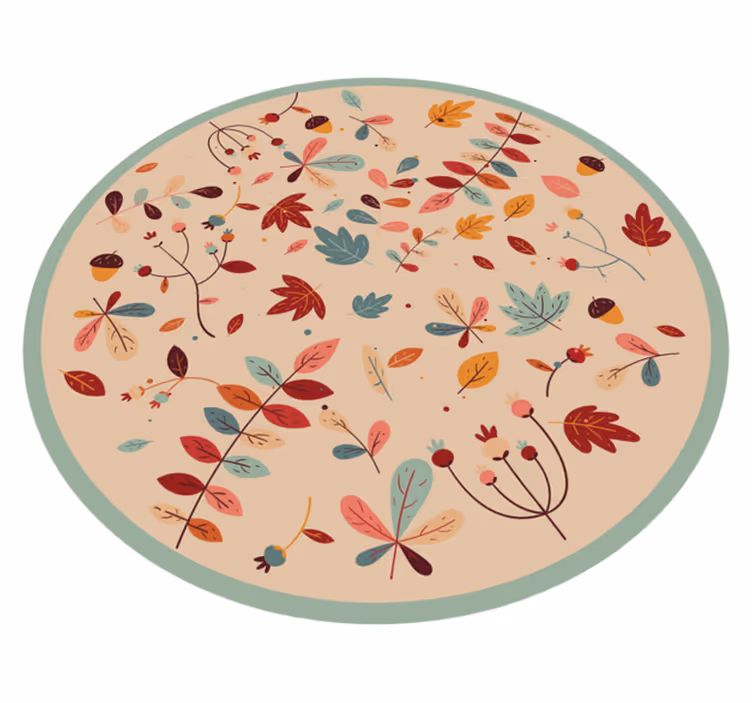 Alfombra vinílica flores patrón de follaje otoñal - TenVinilo
