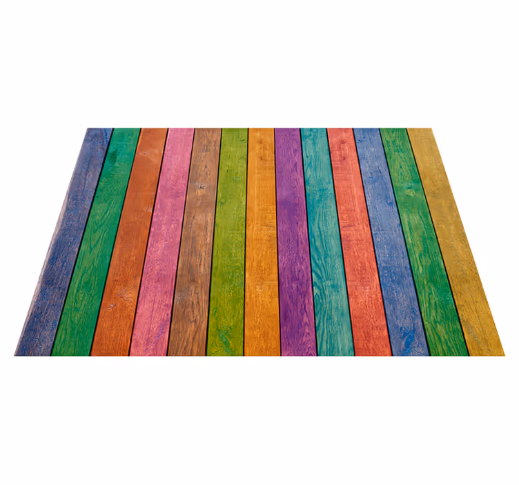 Alfombra vinílica imitación madera diseño colorido - TenVinilo