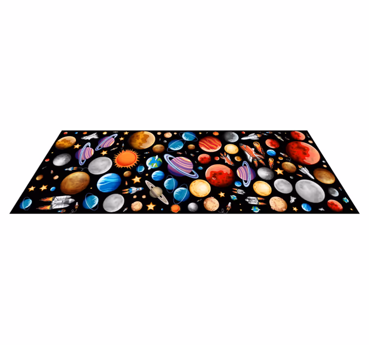 Alfombra de vinilo infantil Planetas espaciales - TenVinilo