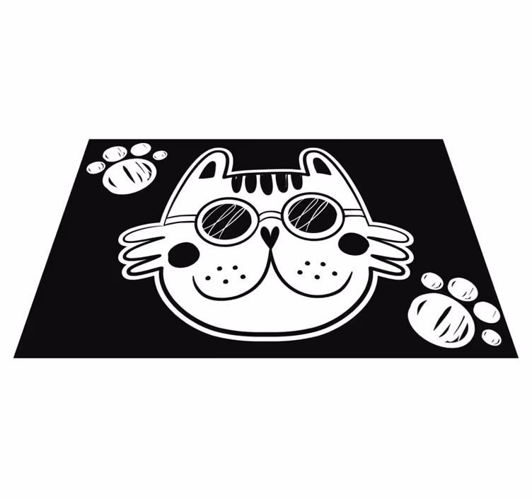 Alfombra vinílica infantil ilustración de gato cartoon - TenVinilo