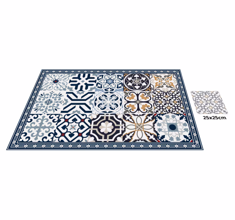 Alfombra vinílica hidráulica azulejos ornamentados - TenVinilo