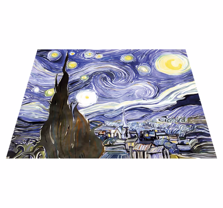 Alfombra vinílica vintage El cielo de van gogh con estrellas - TenVinilo
