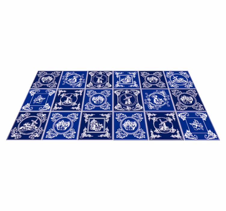 Alfombra vinílica cocina ornamentación cerámica - TenVinilo
