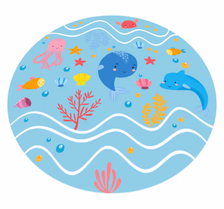 Alfombra vinílica infantil amigos oceánicos - TenVinilo
