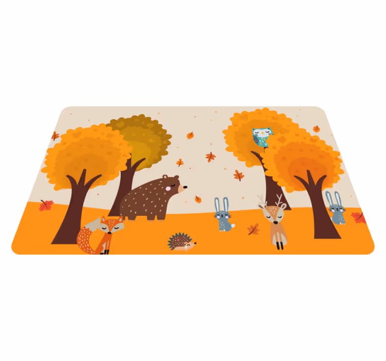 Alfombra vinílica infantil amigos del bosque otoñal - TenVinilo