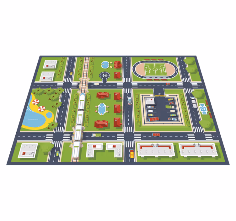 Alfombra vinílica carretera alfombra de juego de la ciudad - TenVinilo