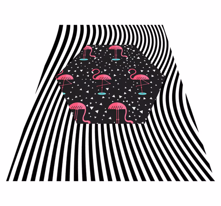 Alfombra vinílica de animales hexágono rayado flamenco - TenVinilo