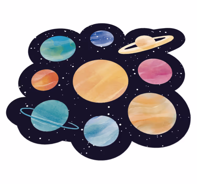 Alfombra vinílica infantil tema del espacio planetario - TenVinilo