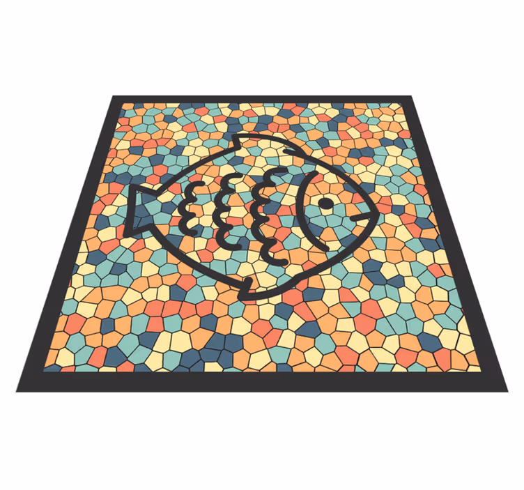 Alfombra vinílica mosaico patrón de mosaico de peces - TenVinilo