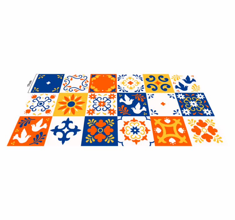 Alfombra vinílica cocina patrón de mosaico colorido - TenVinilo
