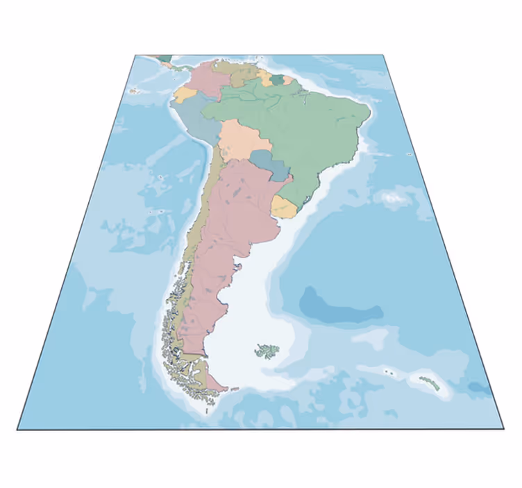 Alfombra vinilo mapamundi América Sur - TenVinilo