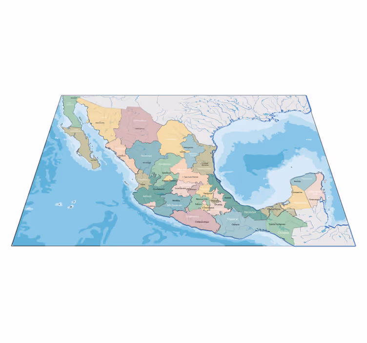 Alfombra vinílica mapamundi detalle de mapa colorido - TenVinilo