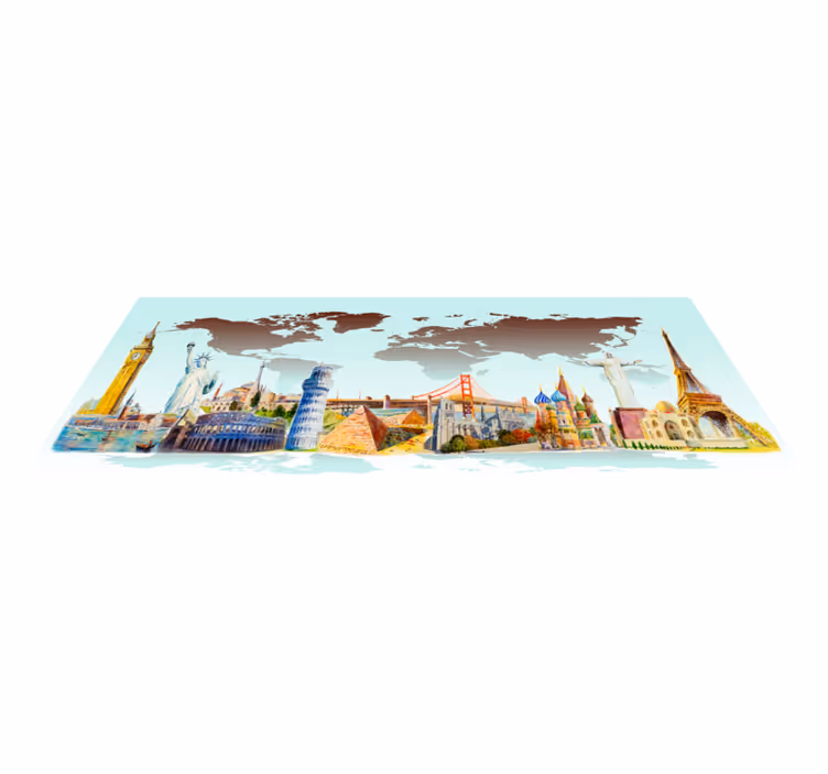 Alfombra vinílica salón monumentos ciudades - TenVinilo