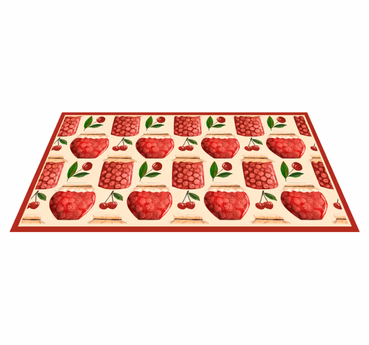 Alfombra vinílica cocina motivo de mermelada de cerezas - TenVinilo