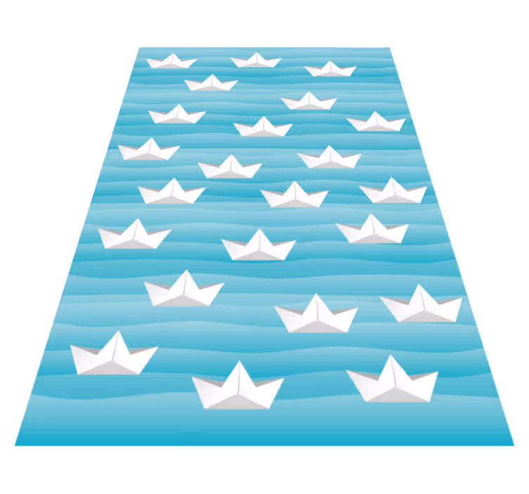 Alfombra vinilo infantil barcos papel - TenVinilo