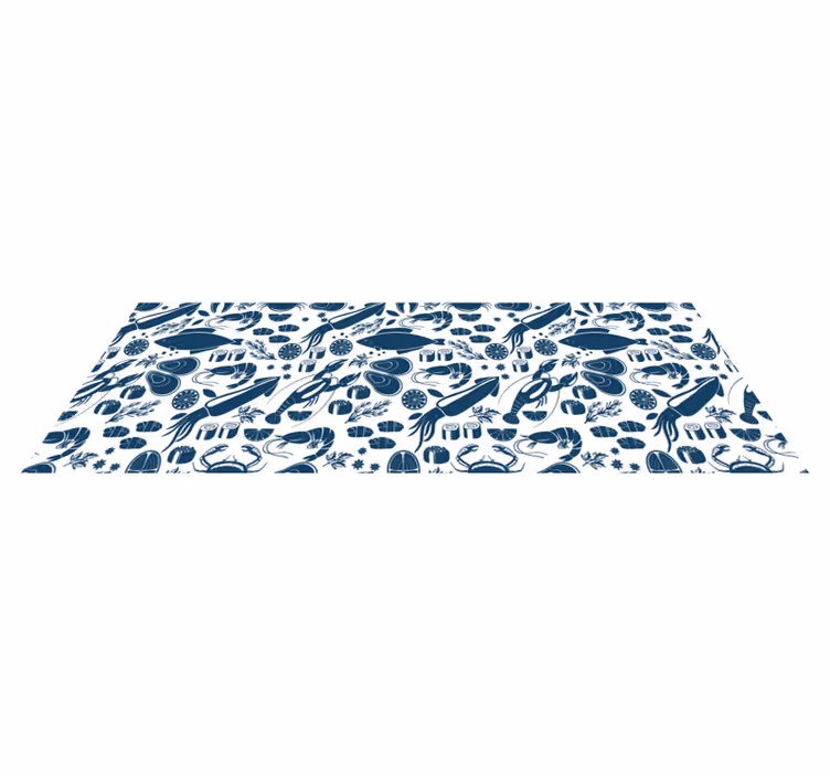 Alfombra vinilo cocina peces azules - TenVinilo