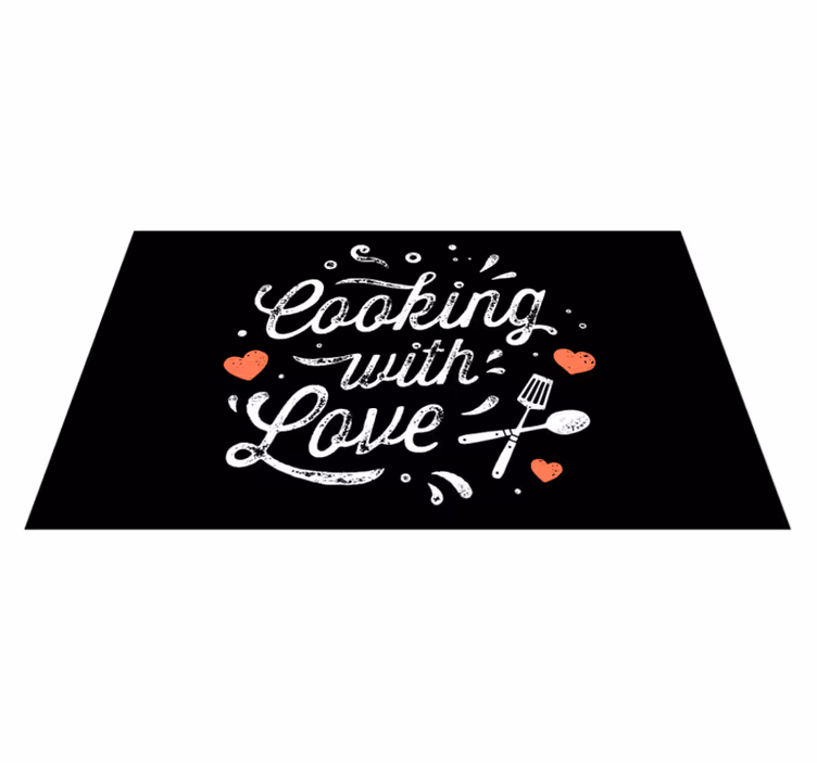 Alfombra vinilo cocina frase cocinar con amor - TenVinilo