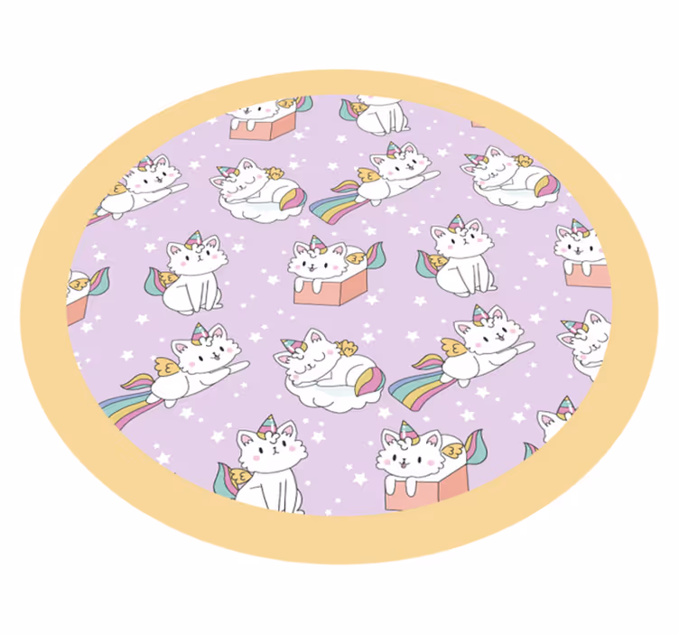 Alfombra vinílica infantil aventura del gato unicornio - TenVinilo