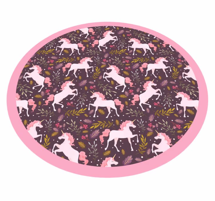 Alfombra vinílica de animales círculo de patrón de unicornio - TenVinilo