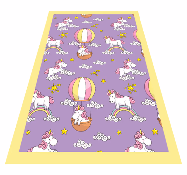 Alfombra vinílica infantil patrón de unicornio juguetón - TenVinilo