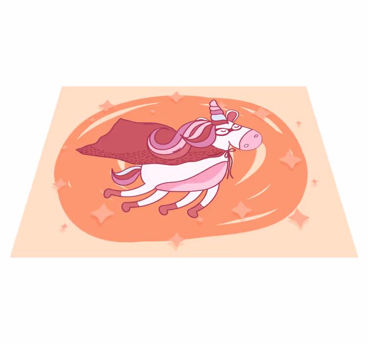 Alfombra vinílica bebé unicornio superhéroe - TenVinilo