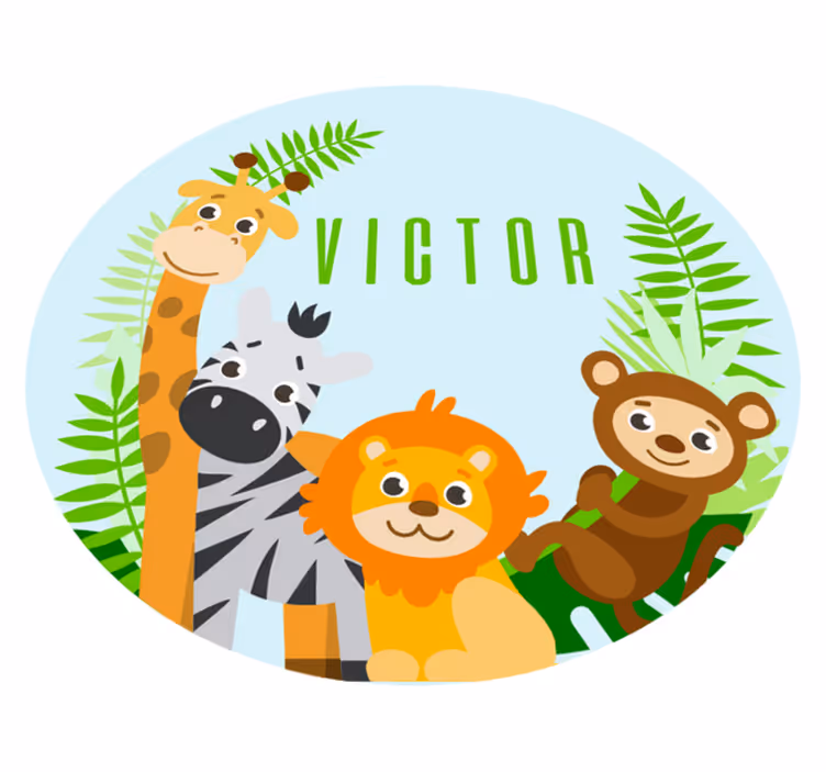 Alfombra vinílica con nombre animales selva - TenVinilo