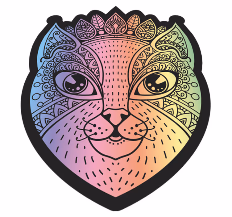 Alfombra vinílica de animales ilustración de gato mandala - TenVinilo