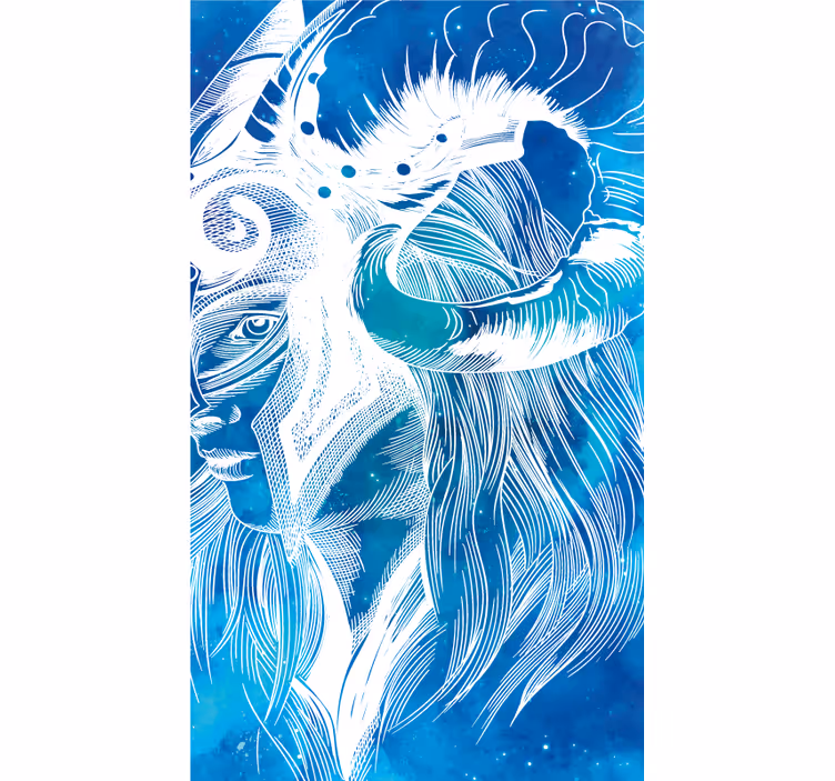 Alfombra vinílica de animales ilustración caprina mítica - TenVinilo