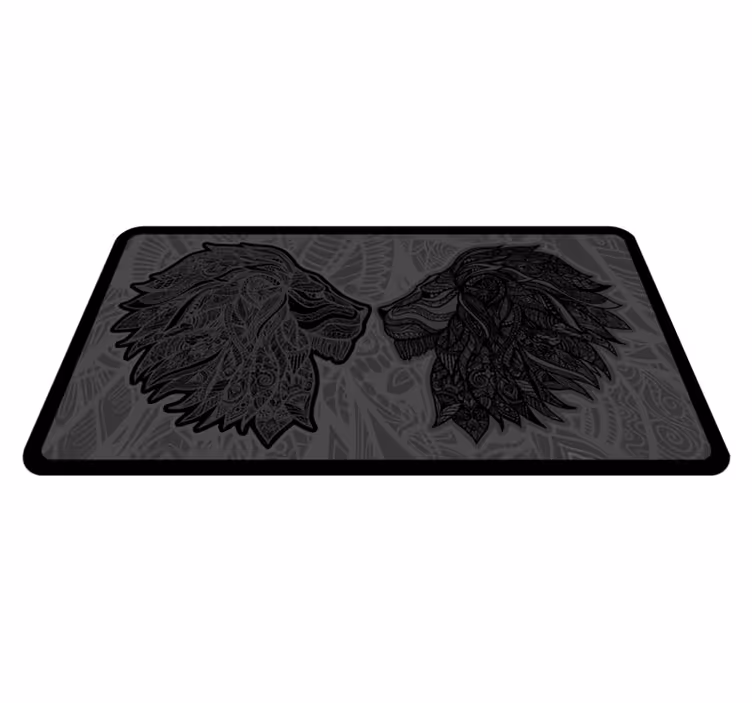 Alfombra vinílica de animales obra de arte de perfil de león - TenVinilo
