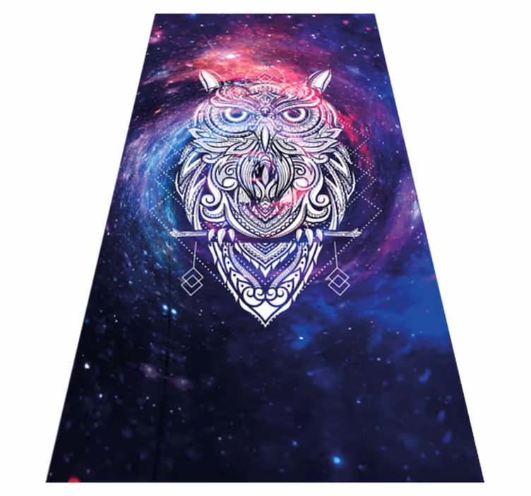 Alfombra vinílica de animales ilustración de búho cósmico - TenVinilo