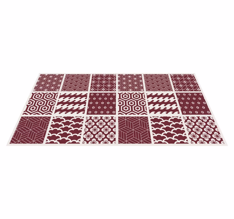 Alfombra hidráulica vinílica patrón rojo - TenVinilo