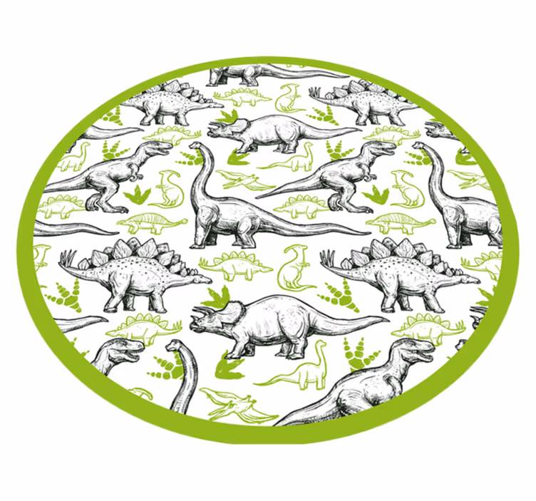 Alfombra vinílica infantil círculo de dinosaurios - TenVinilo