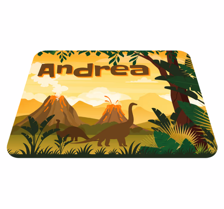 Alfombra vinílica con nombre Hermoso paisaje con dinosaurios. - TenVinilo