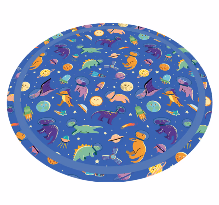 Alfombra vinílica infantil dinosaurio espacial redondo - TenVinilo