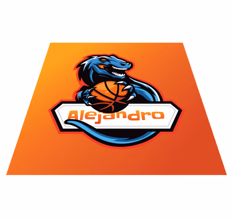 Alfombra vinílica de baloncesto con dinosaurio - TenVinilo