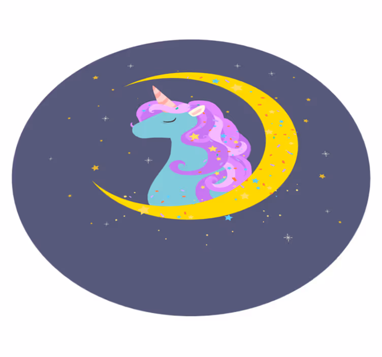 Alfombra vinílica infantil imagen de unicornio y luna - TenVinilo