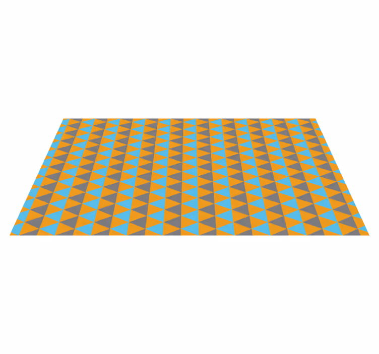 Alfombra vinílica geométrico naranja y azul - TenVinilo