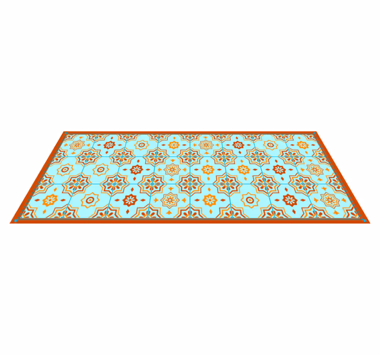 Alfombras de vinilo de azulejos Mosaico naranja y azul - TenVinilo