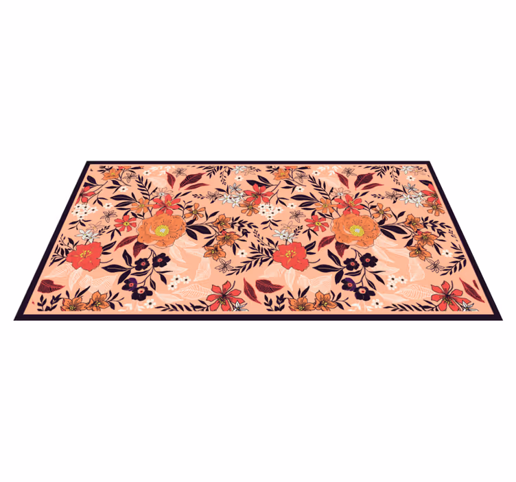 Alfombra vinílica cocina patrón de flores - TenVinilo