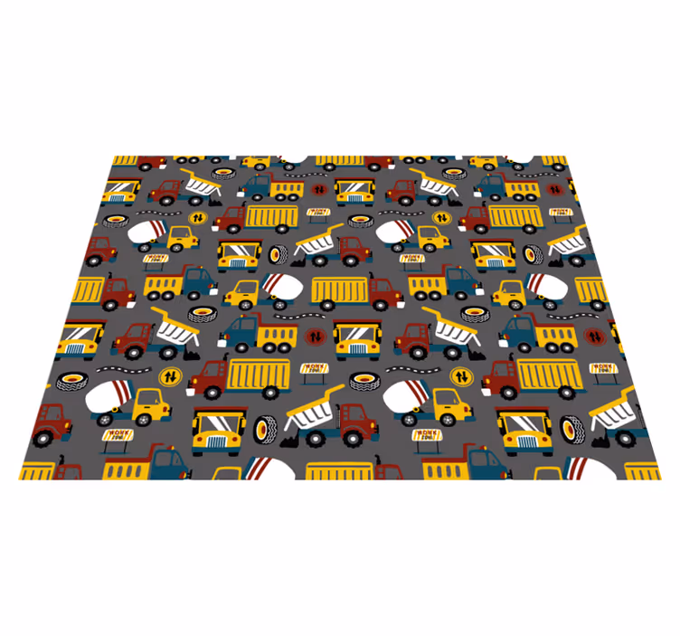 Alfombra vinílica infantil vehículos de obra - TenVinilo
