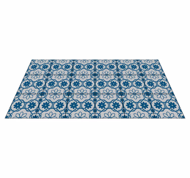Alfombra vinílica hidráulica mosaico floral - TenVinilo
