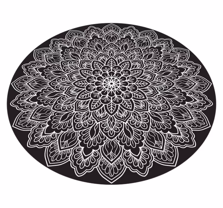 Alfombra vinílica mandala elegante concepto monocromático - TenVinilo