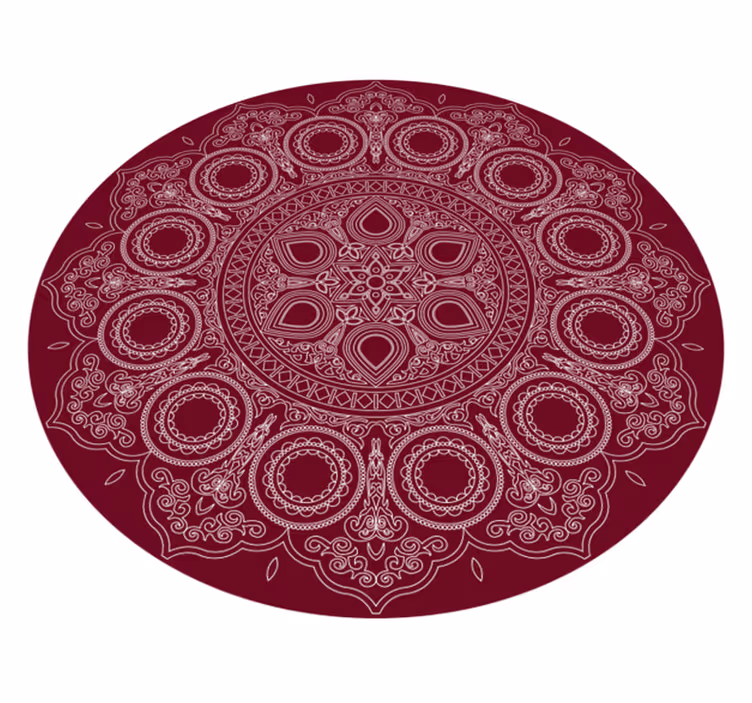 Alfombra vinílica mandala motivo rojo burdeos - TenVinilo