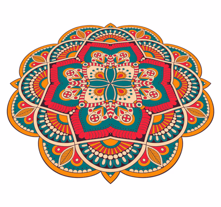 Alfombra vinílica mandala diseño colorido y animado - TenVinilo