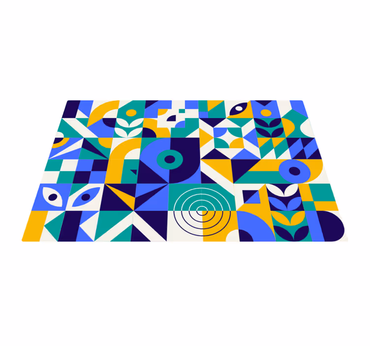 Alfombra vinílica geométrica de patrones vívidos - TenVinilo