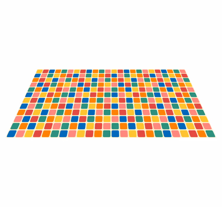 Alfombra vinílica geométrica coloridos cuadrados de mosaico - TenVinilo