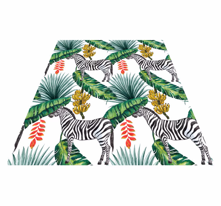 Alfombra vinílica de animales cebra tropical - TenVinilo